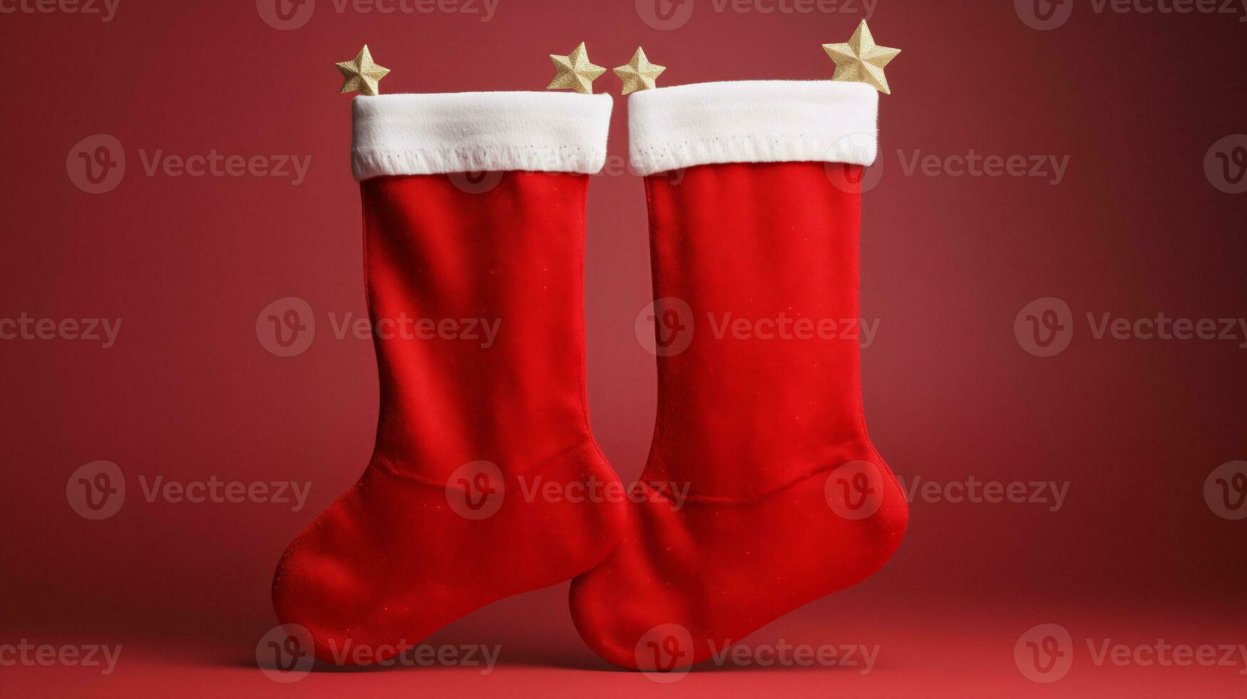 Red Christmas socks Inside there are many gifts. Ai Generated. photo