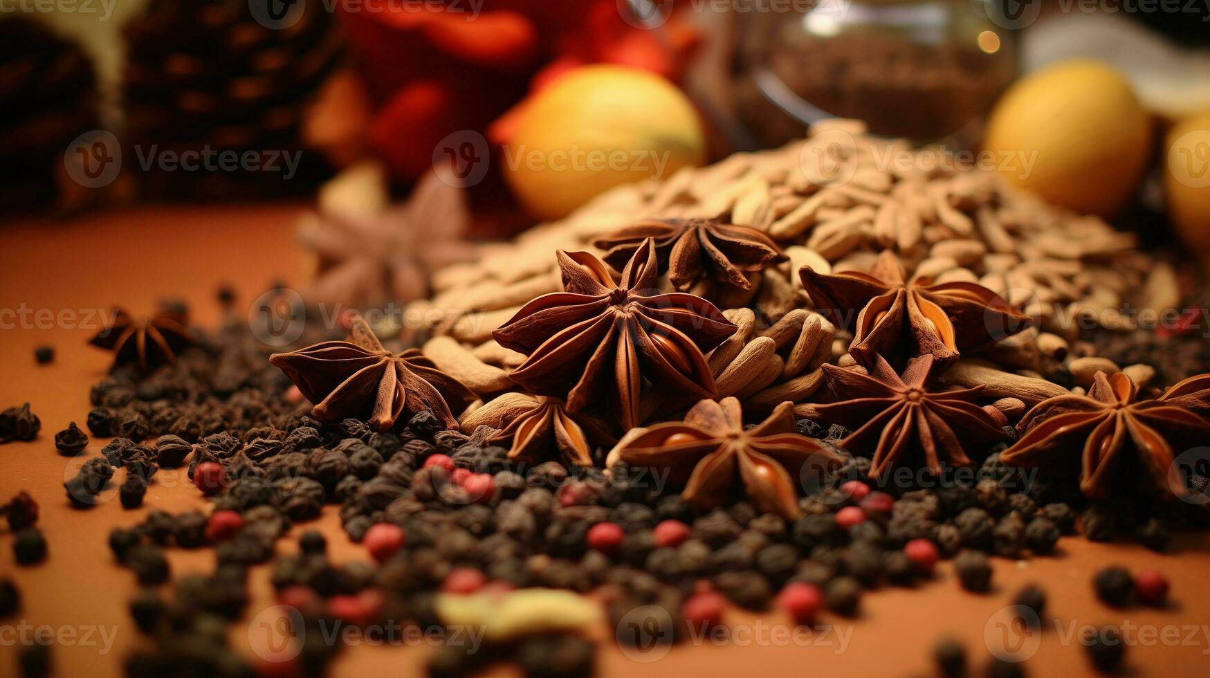 A holiday spices for baking, Christmas. Ai Generated. photo