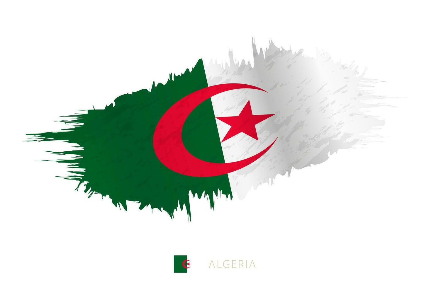 Painted brushstroke flag of Algeria with waving effect. vector