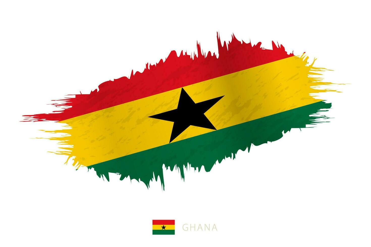 Painted brushstroke flag of Ghana with waving effect. vector