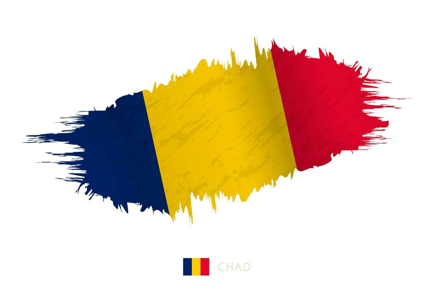 pintado pincelada bandera de Chad con ondulación efecto. vector