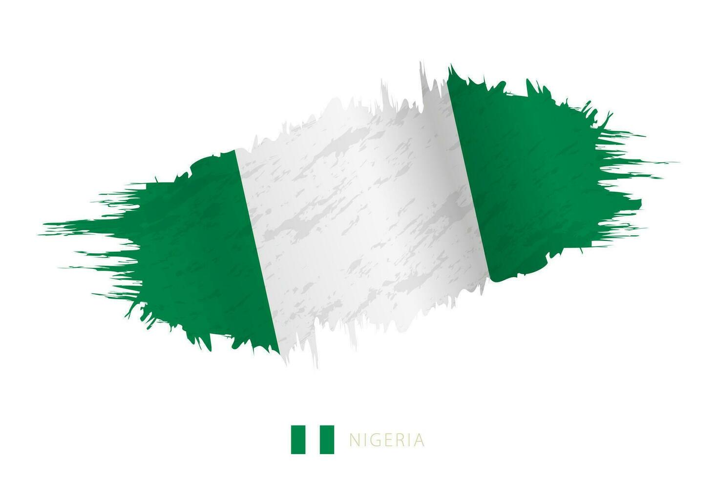 Painted brushstroke flag of Nigeria with waving effect. vector