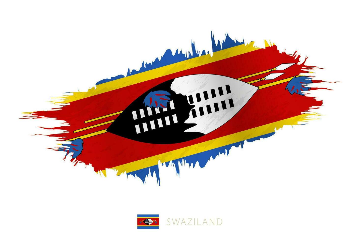 pintado pincelada bandera de Swazilandia con ondulación efecto. vector