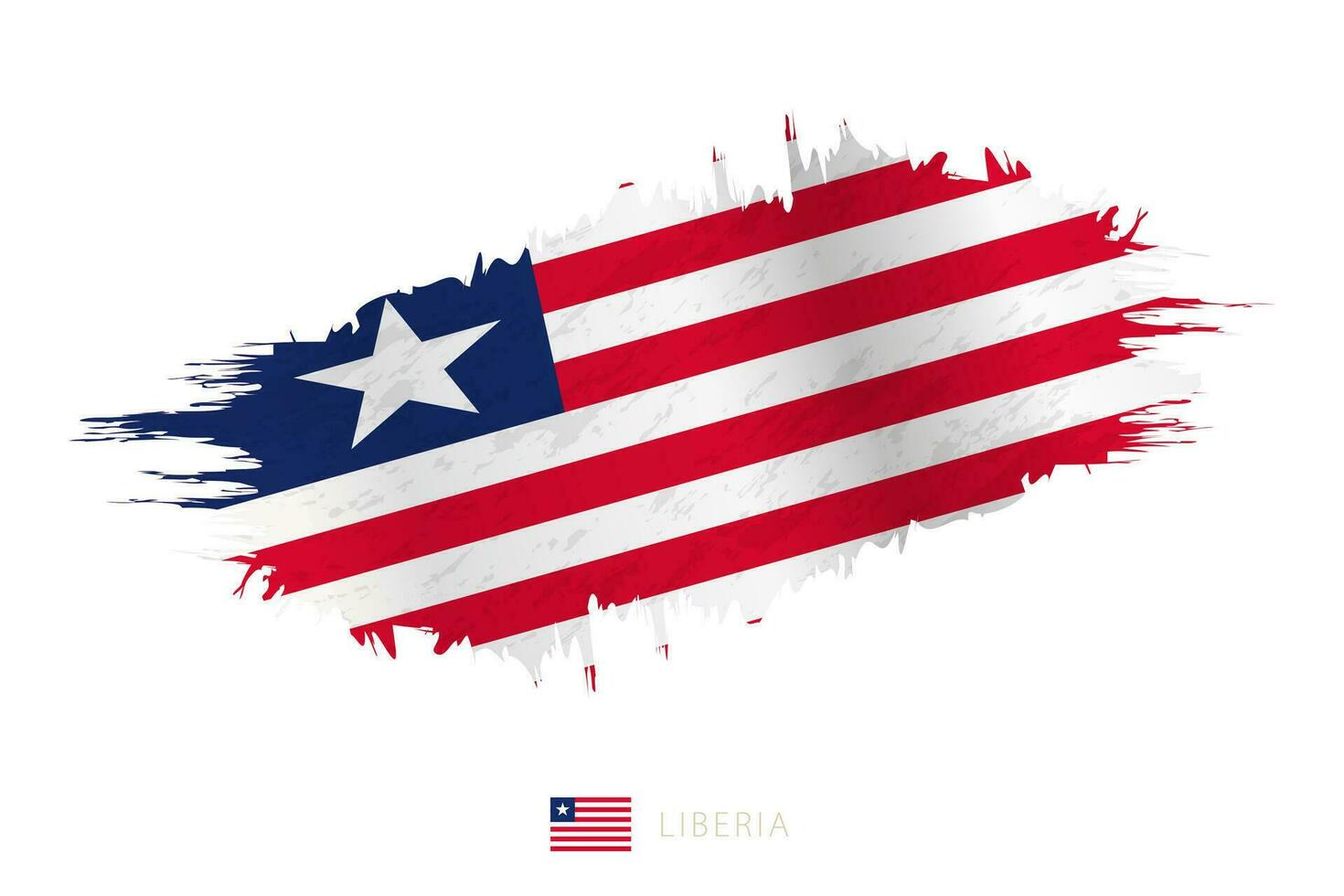 Painted brushstroke flag of Liberia with waving effect. vector