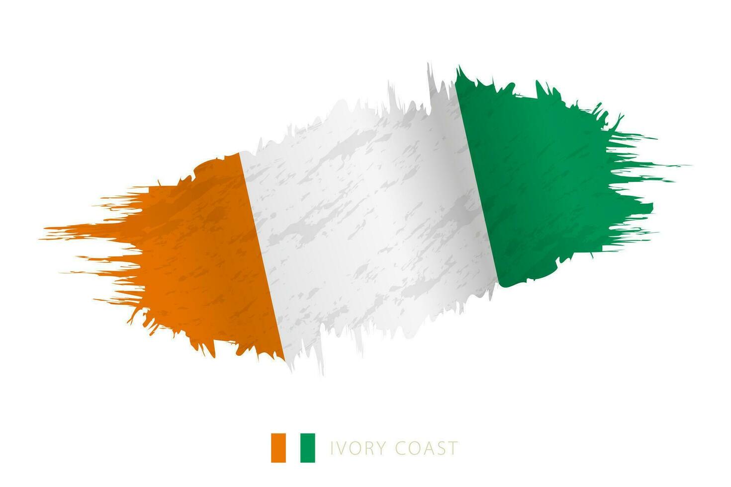 Painted brushstroke flag of Ivory Coast with waving effect. vector