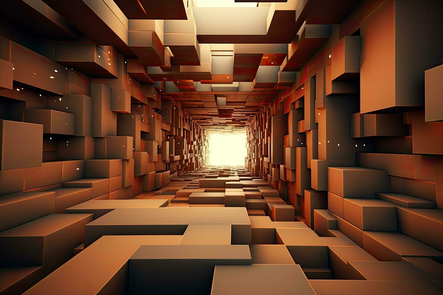 Abstract 3d rendering of an empty room with glowing lights inside, Modern digital abstract 3D background. Can be used in the description of network abilities, AI Generated photo