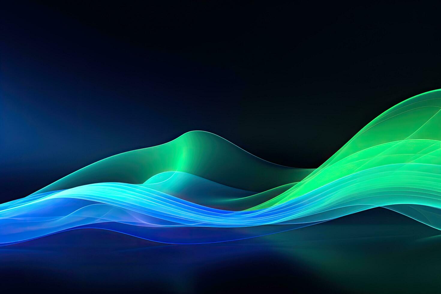 abstract background with blue and green waved lines for brochure
