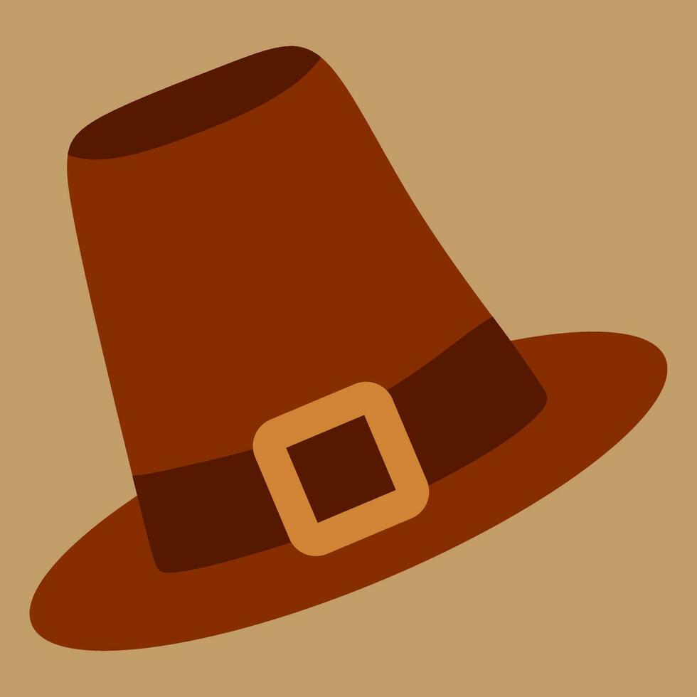 Pilgrim hat icon. Thanksgiving headdress. Isolated Vector Flat style illustration. Holiday and festive accessory for November Harvest festival. Historical design element.