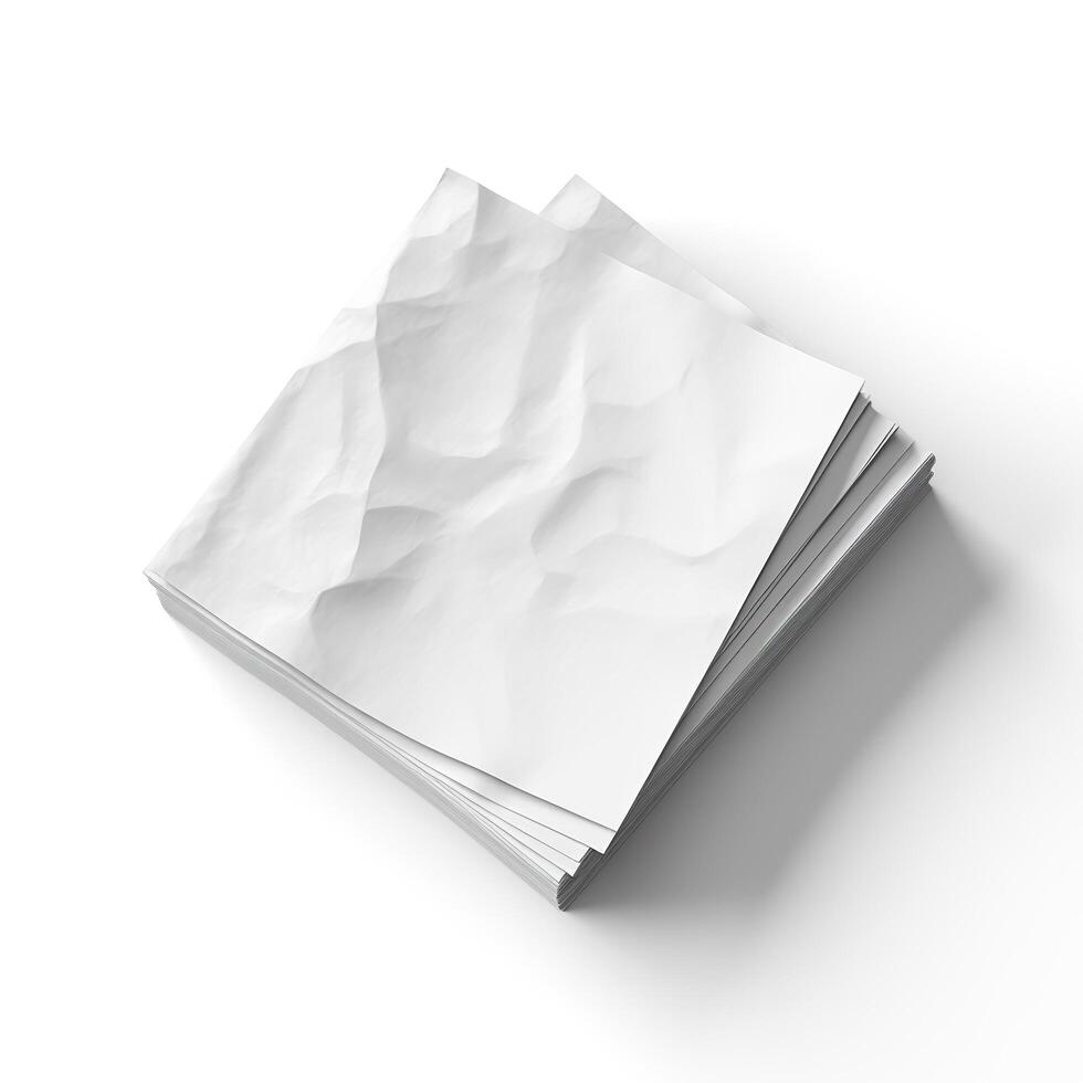 Blank white paper isolated on white background. Generative AI photo