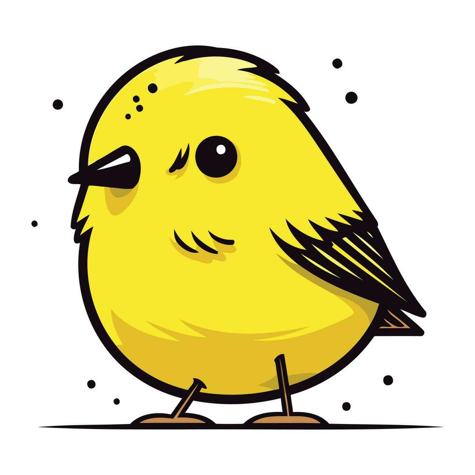 linda pequeño amarillo pájaro aislado en blanco antecedentes. vector ilustración.