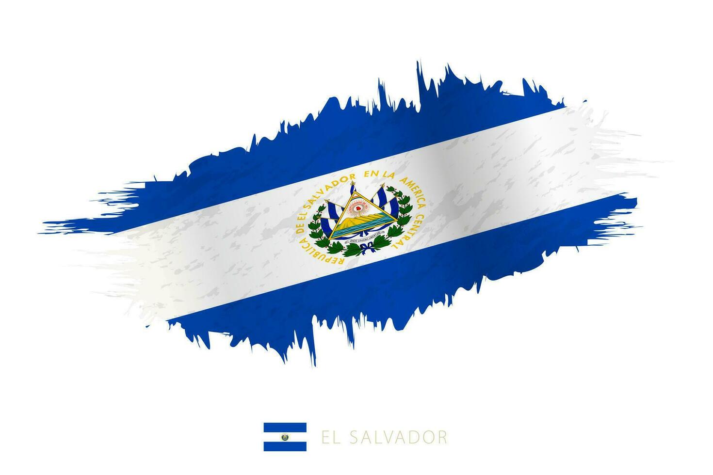 Painted brushstroke flag of El Salvador with waving effect. vector