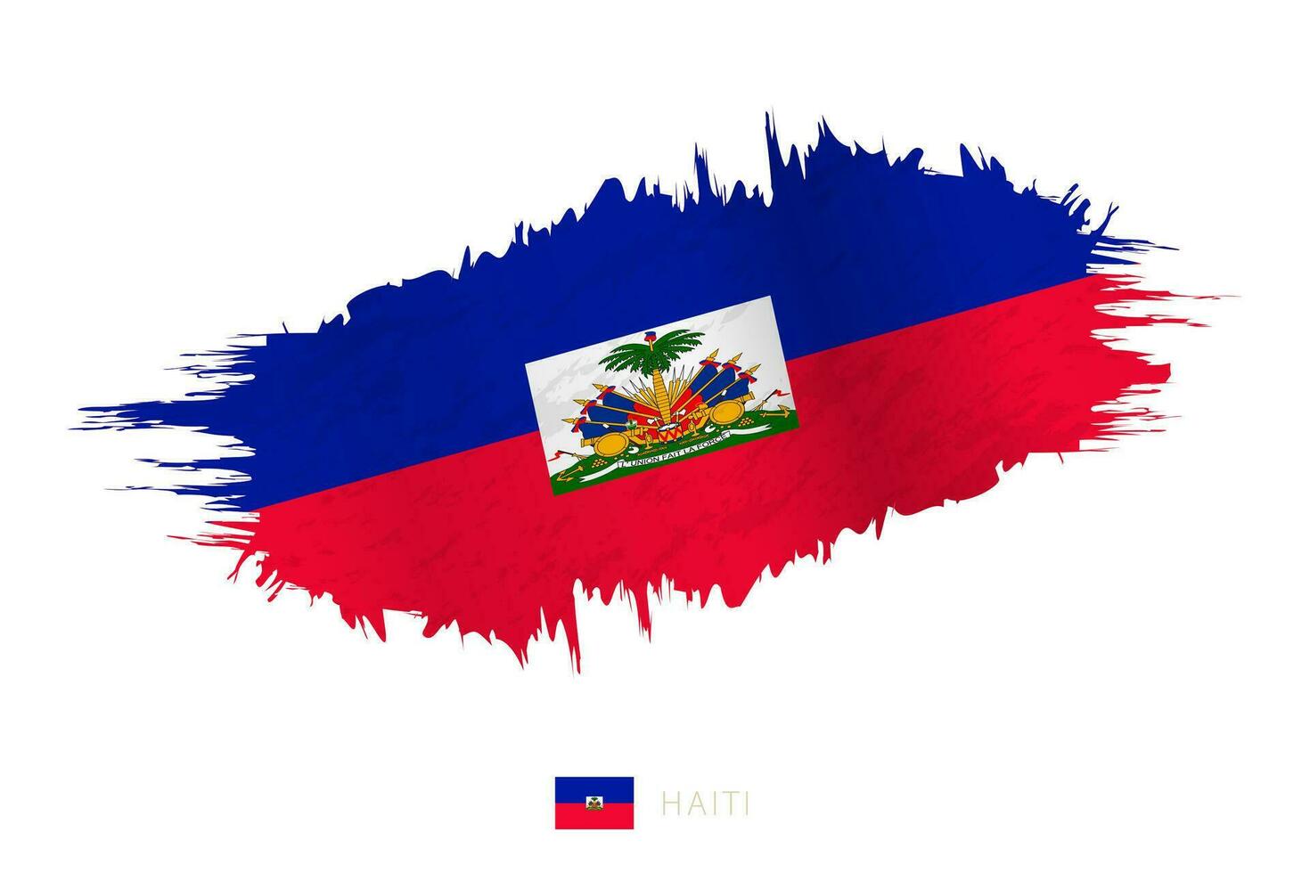 Painted brushstroke flag of Haiti with waving effect. vector