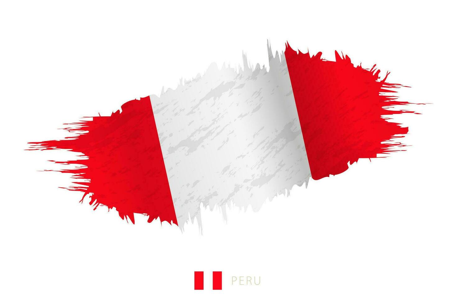 Painted brushstroke flag of Peru with waving effect. vector
