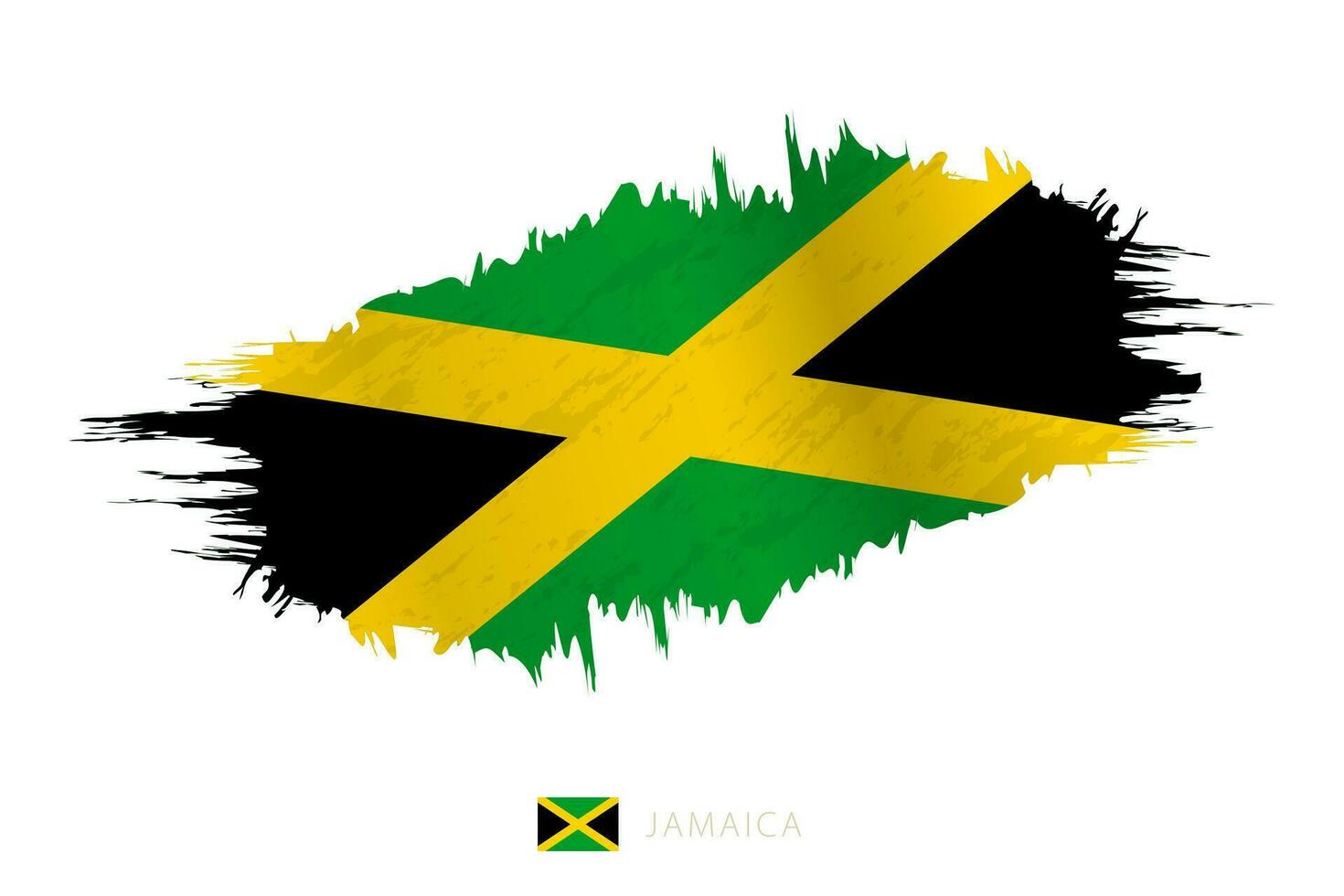 Painted brushstroke flag of Jamaica with waving effect. vector