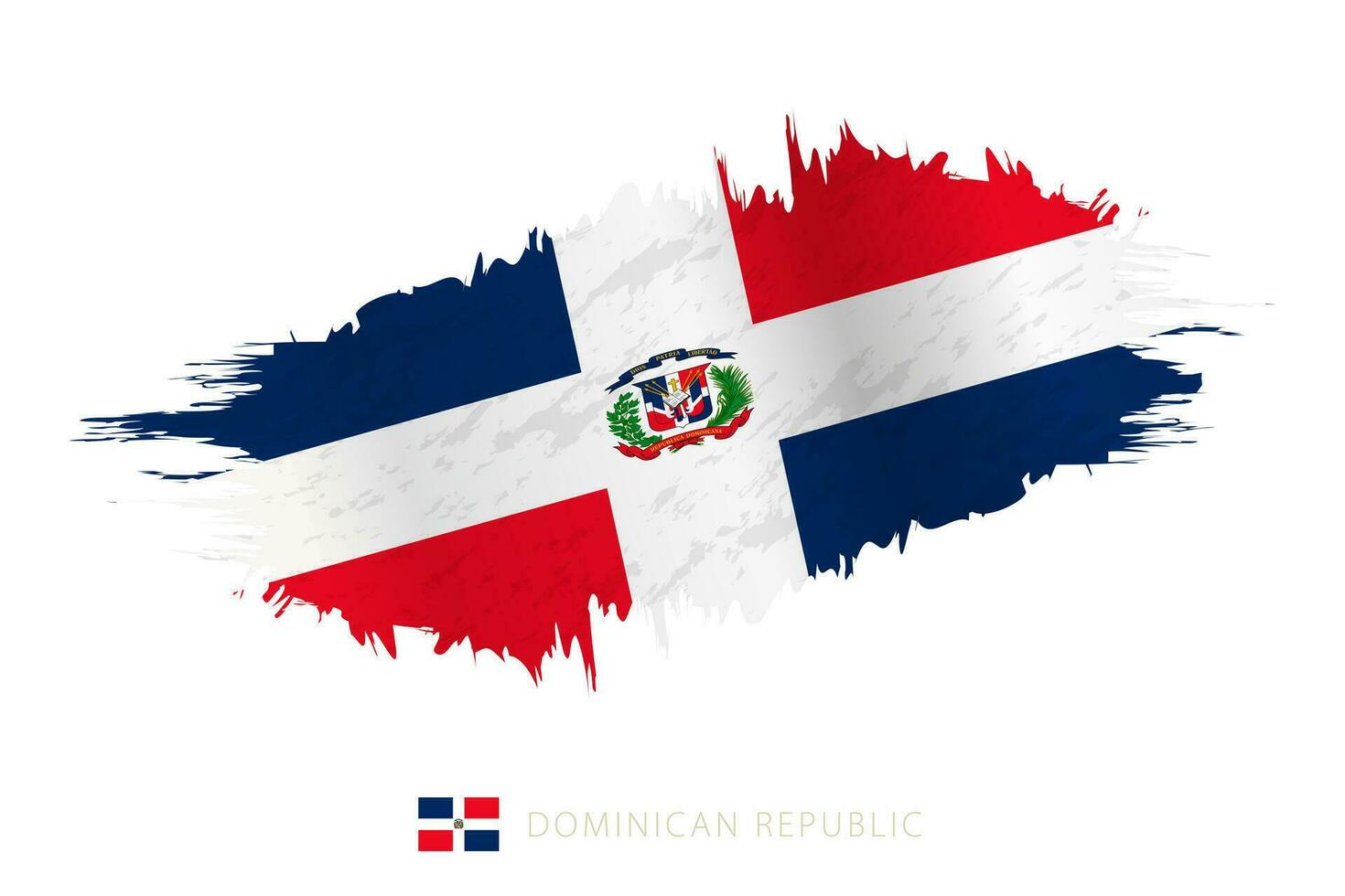 Painted brushstroke flag of Dominican Republic with waving effect. vector