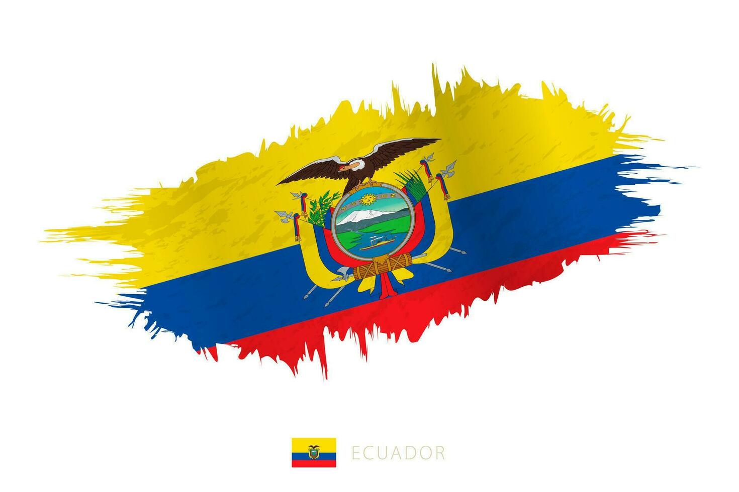 Painted brushstroke flag of Ecuador with waving effect. vector