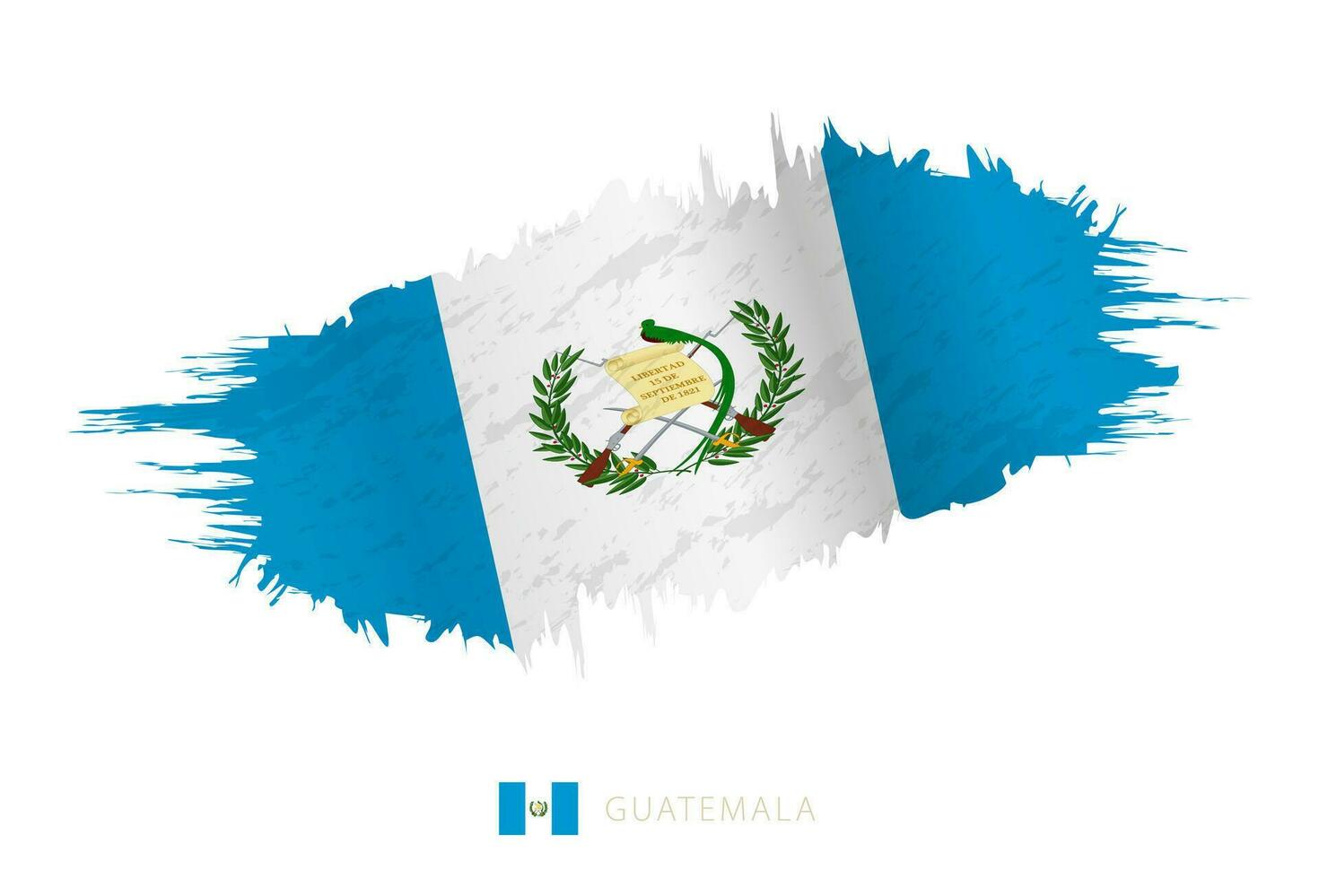 Painted brushstroke flag of Guatemala with waving effect. vector