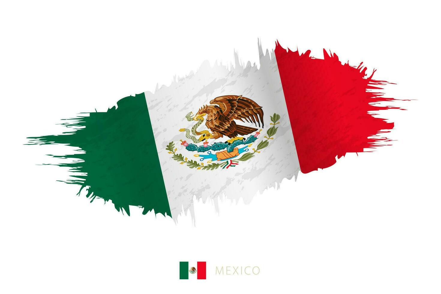 Painted brushstroke flag of Mexico with waving effect. vector