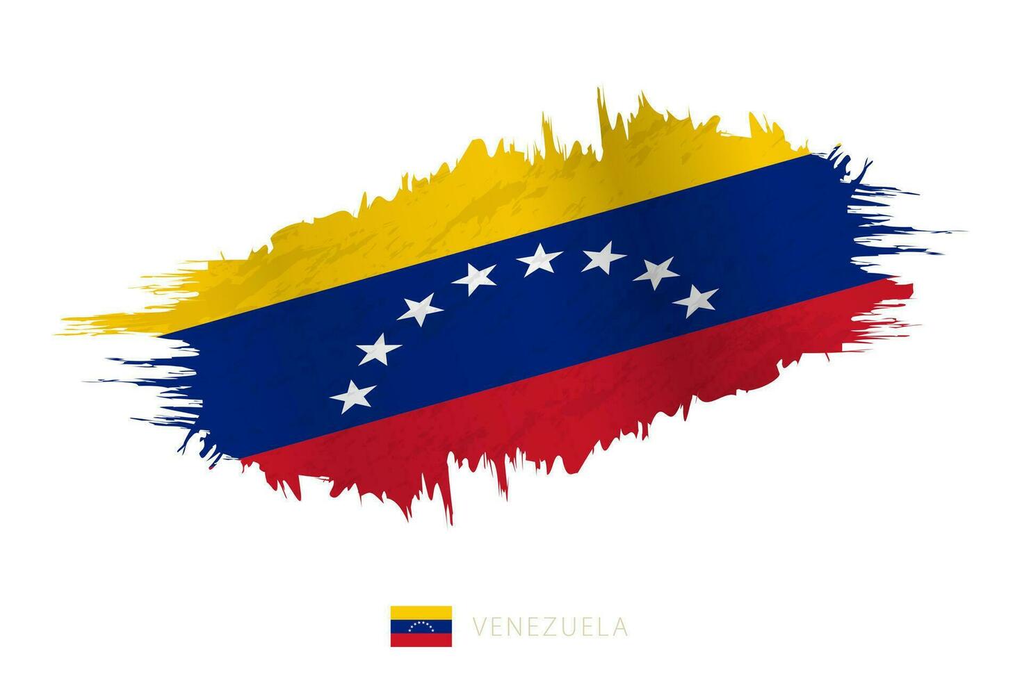 Painted brushstroke flag of Venezuela with waving effect. vector