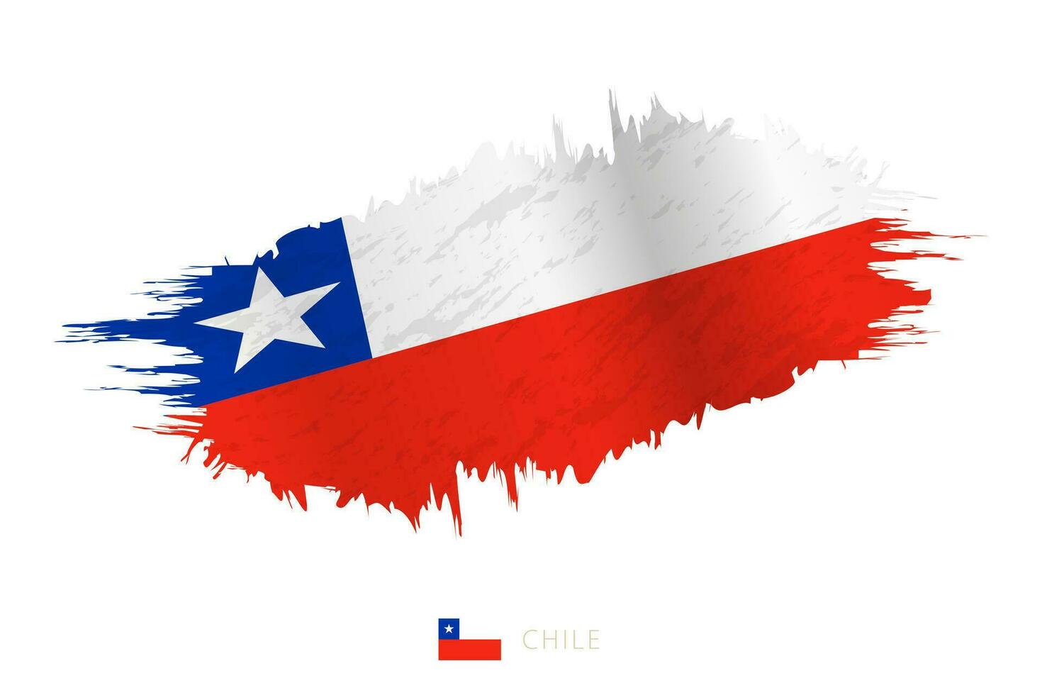 Painted brushstroke flag of Chile with waving effect. vector