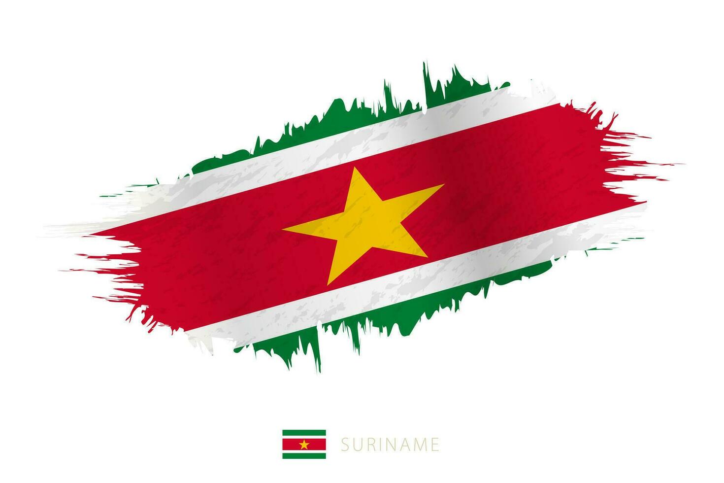 pintado pincelada bandera de Surinam con ondulación efecto. vector