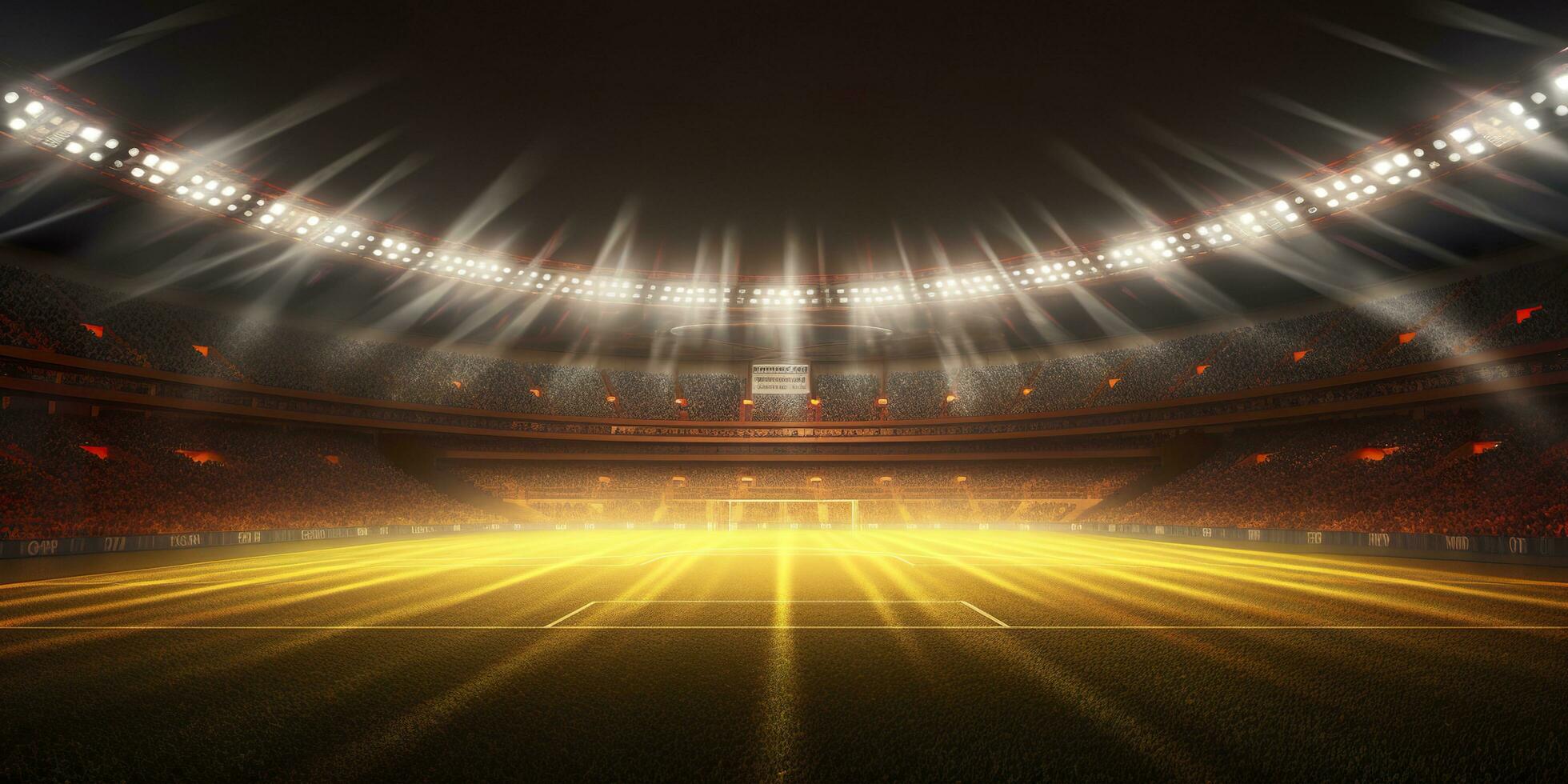 The football stadium at night. Generative AI photo