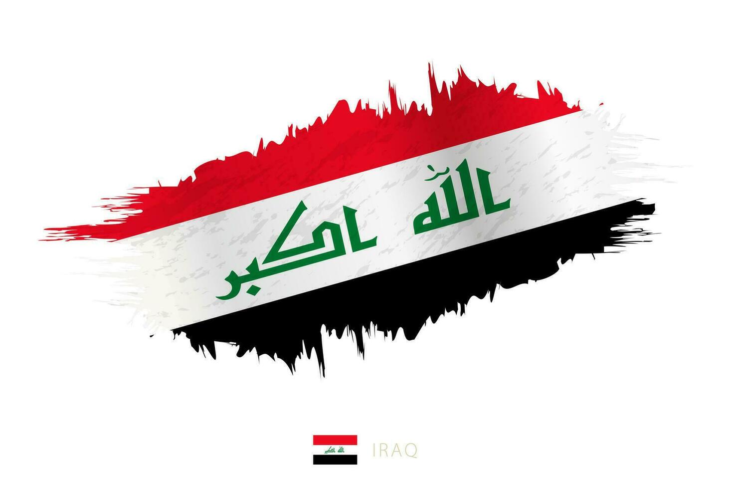 Painted brushstroke flag of Iraq with waving effect. vector
