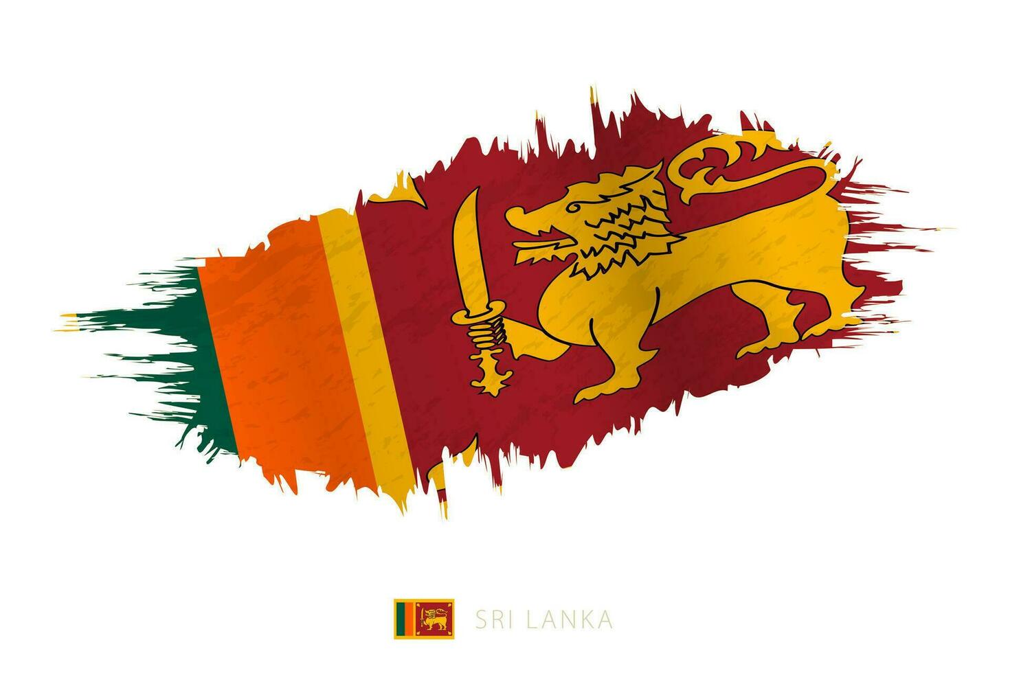 Painted brushstroke flag of Sri Lanka with waving effect. vector