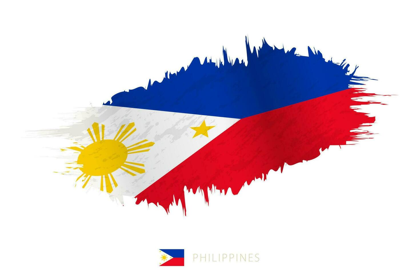 Painted brushstroke flag of Philippines with waving effect. vector