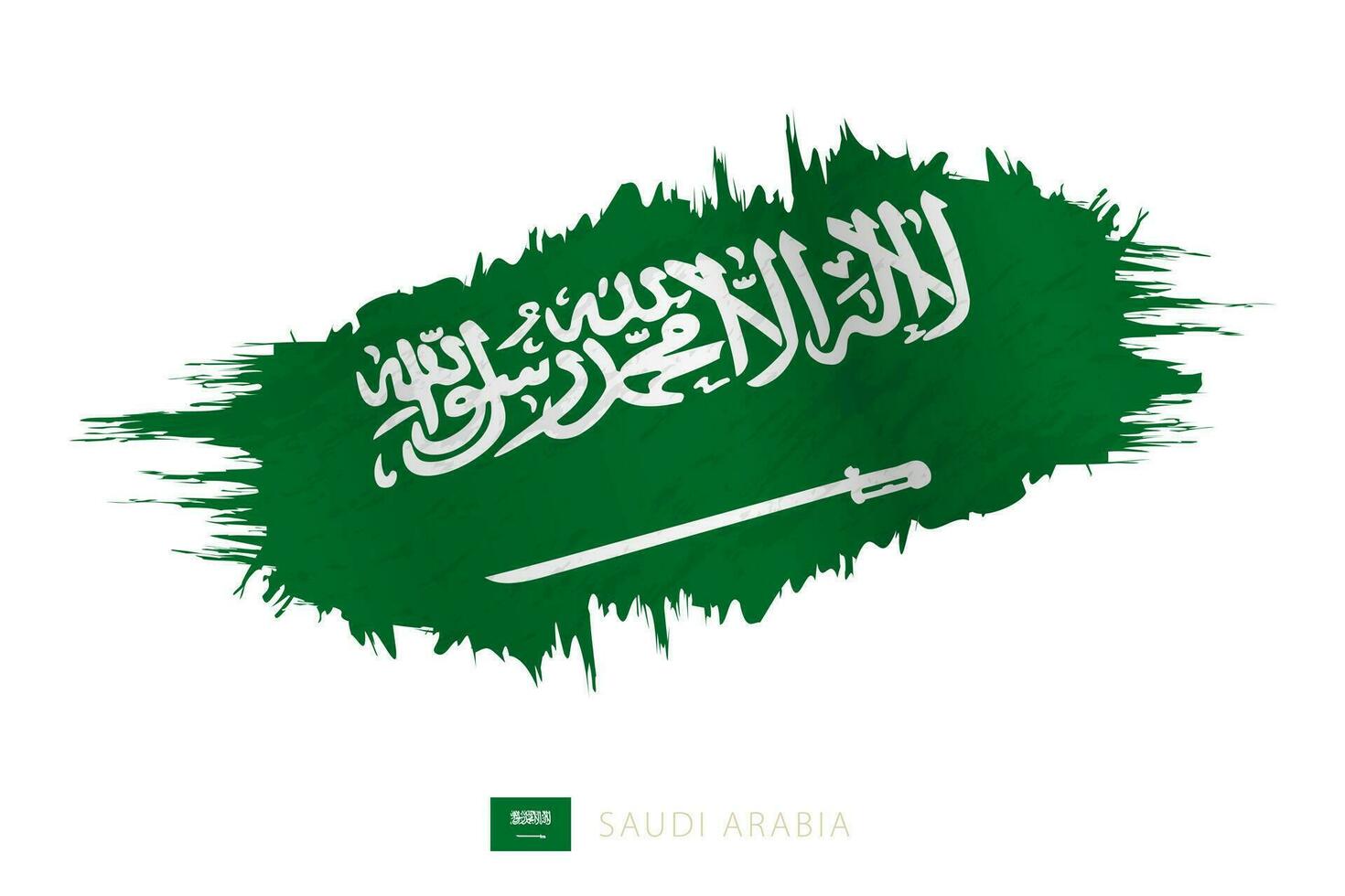 Painted brushstroke flag of Saudi Arabia with waving effect. vector