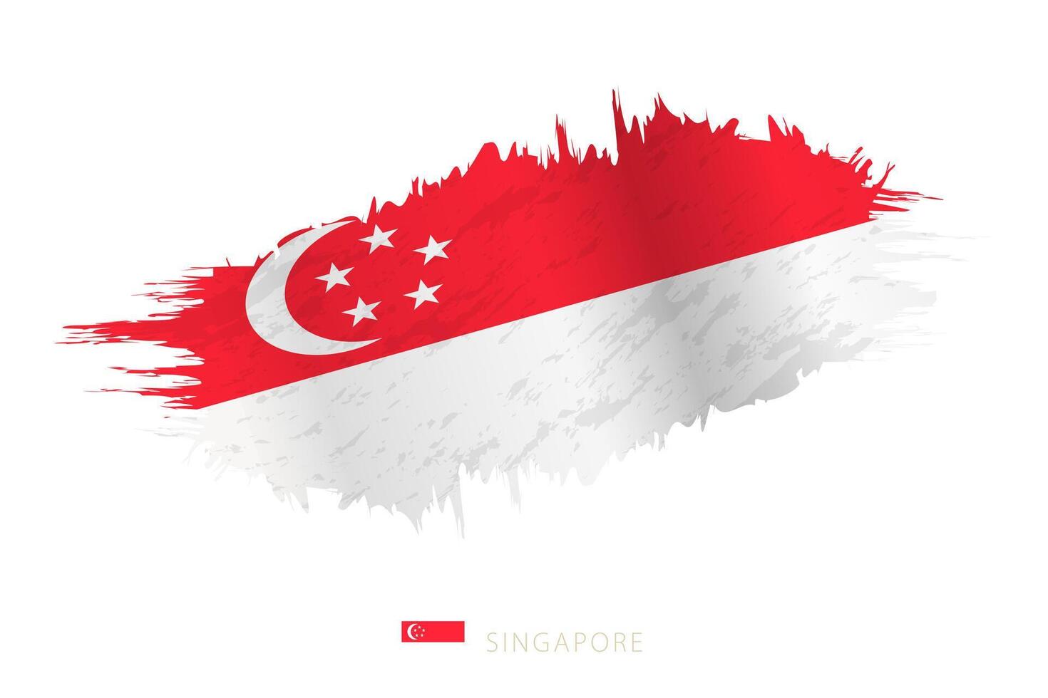 Painted brushstroke flag of Singapore with waving effect. vector