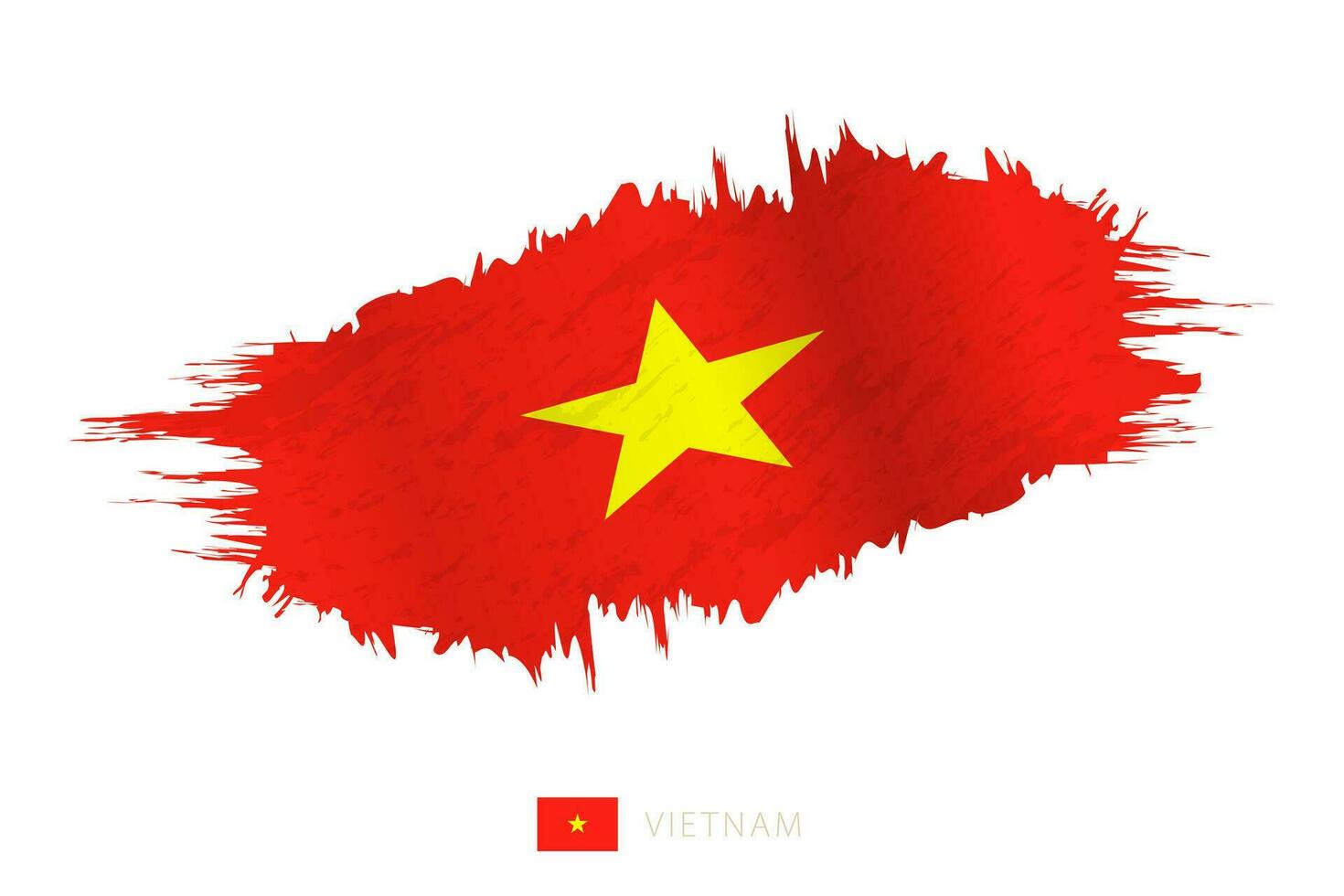 Painted brushstroke flag of Vietnam with waving effect. vector