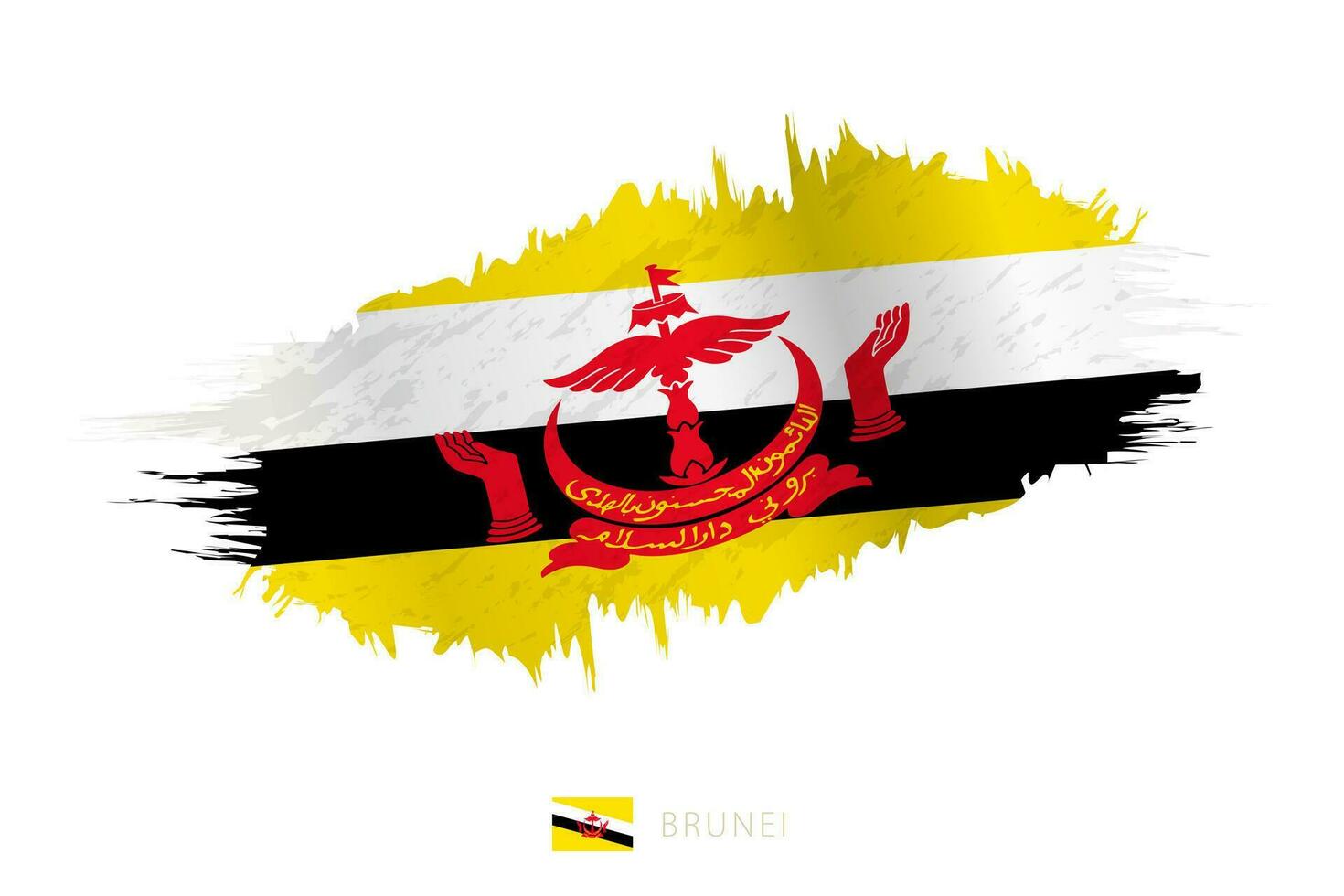 Painted brushstroke flag of Brunei with waving effect. vector