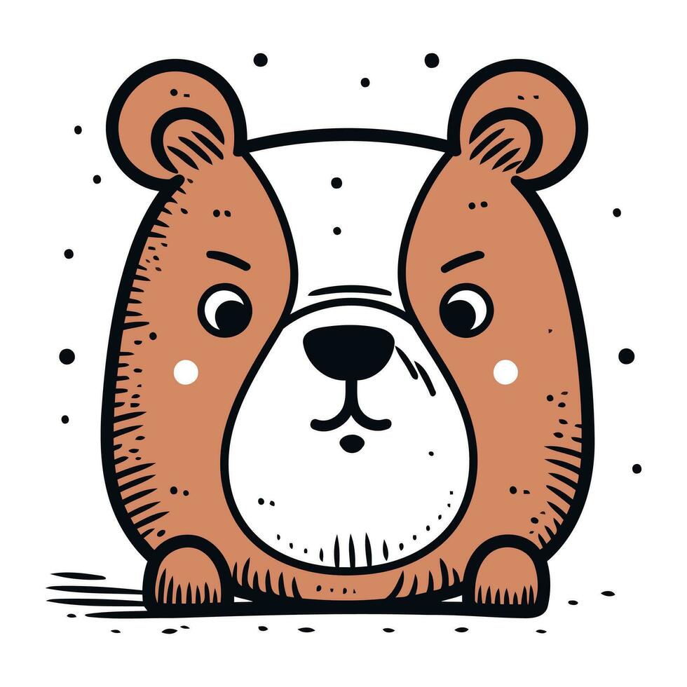 Cute cartoon bear vector illustration. Hand drawn vector illustration of cute bear.