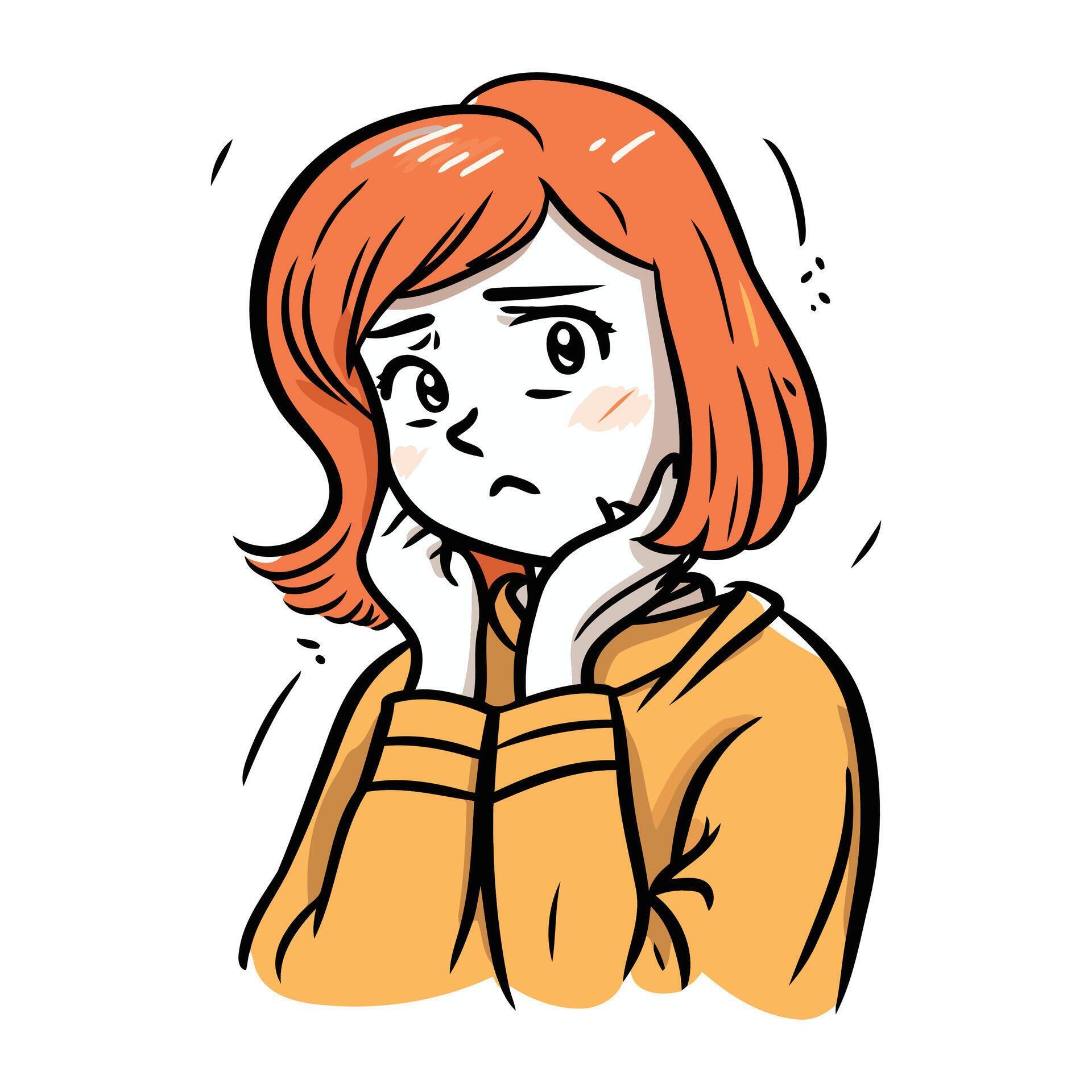 Illustration of a young woman with a worried expression on her face