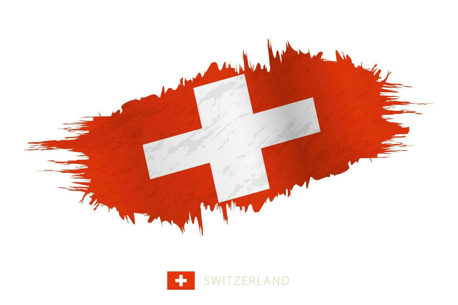Painted brushstroke flag of Switzerland with waving effect. vector