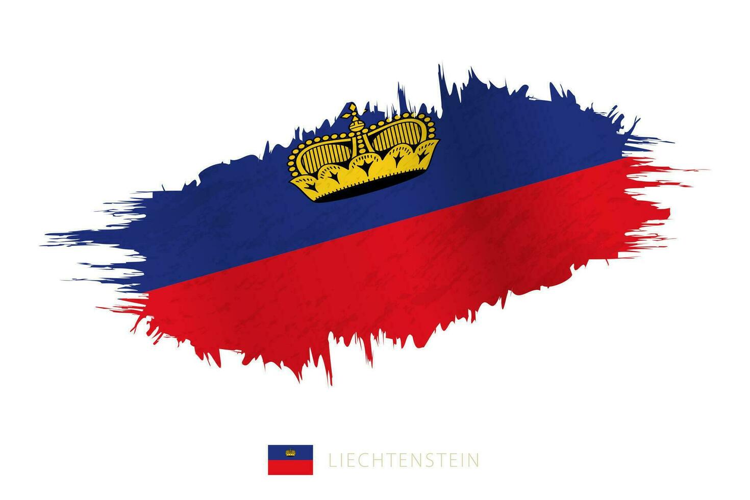 Painted brushstroke flag of Liechtenstein with waving effect. vector