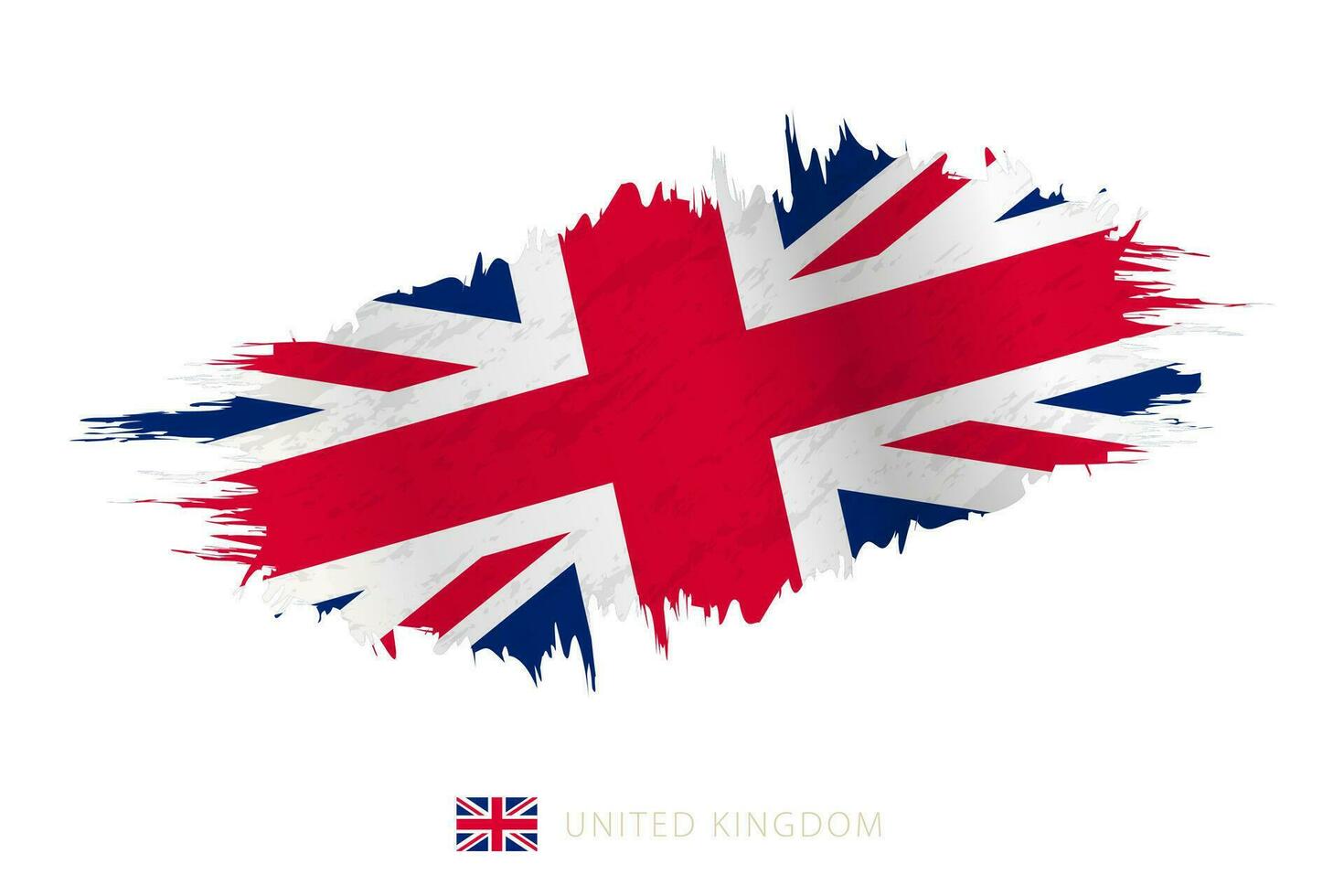 Painted brushstroke flag of United Kingdom with waving effect. vector