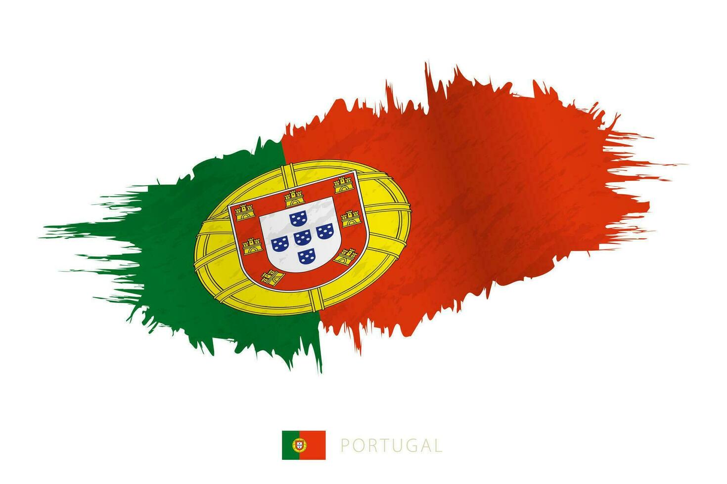 Painted brushstroke flag of Portugal with waving effect. vector