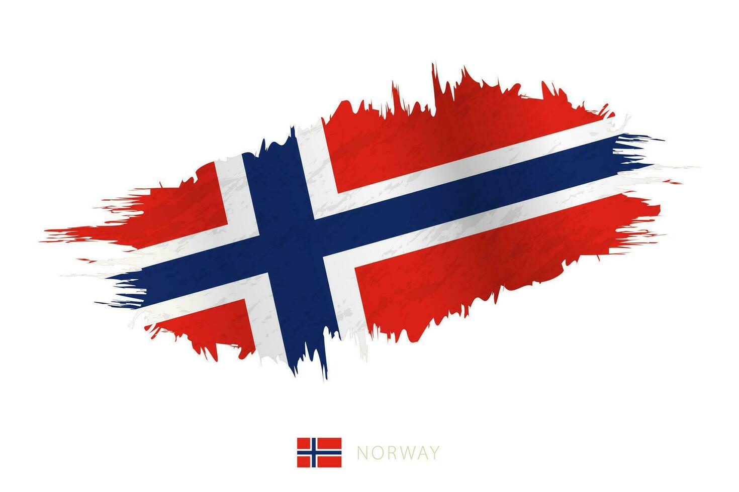 Painted brushstroke flag of Norway with waving effect. vector