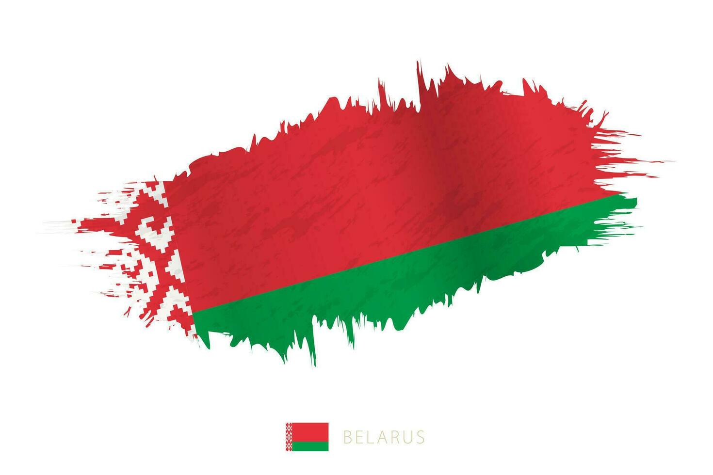 Painted brushstroke flag of Belarus with waving effect. vector