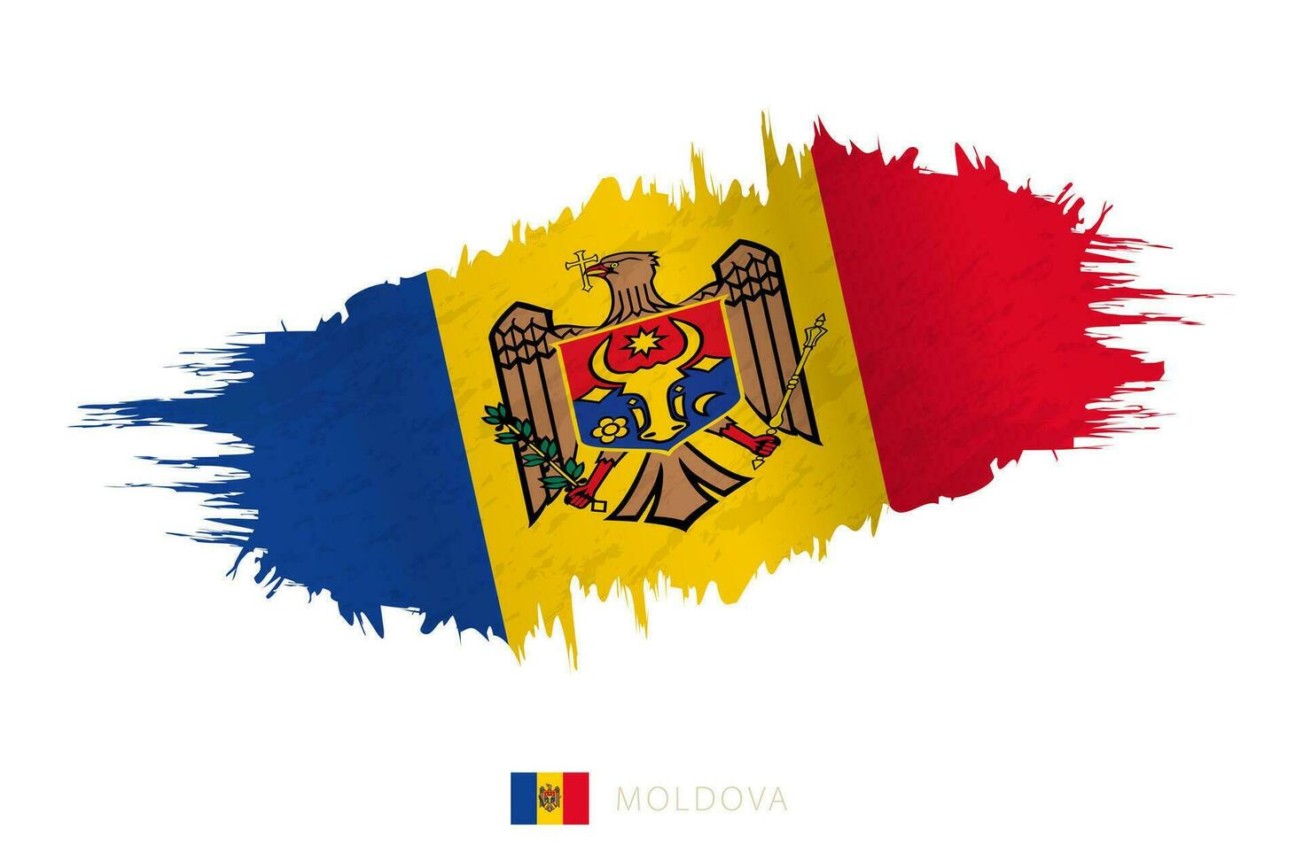 Painted brushstroke flag of Moldova with waving effect. vector