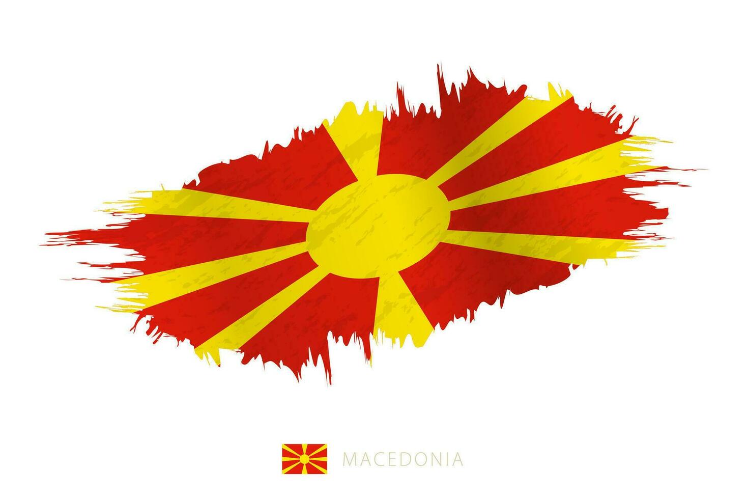 Painted brushstroke flag of Macedonia with waving effect. vector