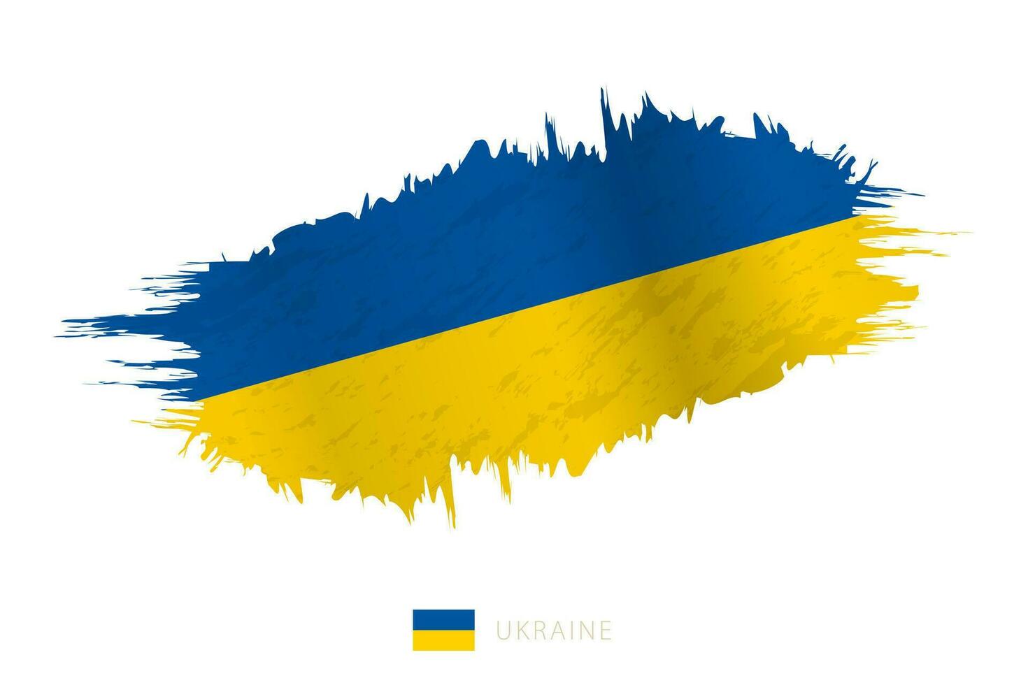 Painted brushstroke flag of Ukraine with waving effect. vector