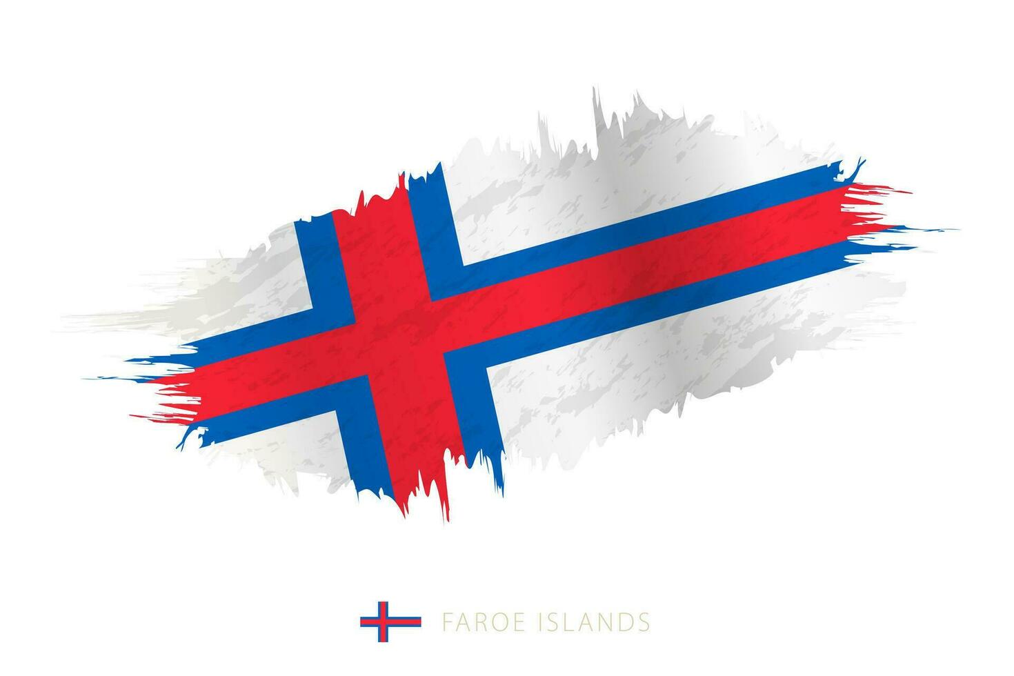 Painted brushstroke flag of Faroe Islands with waving effect. vector