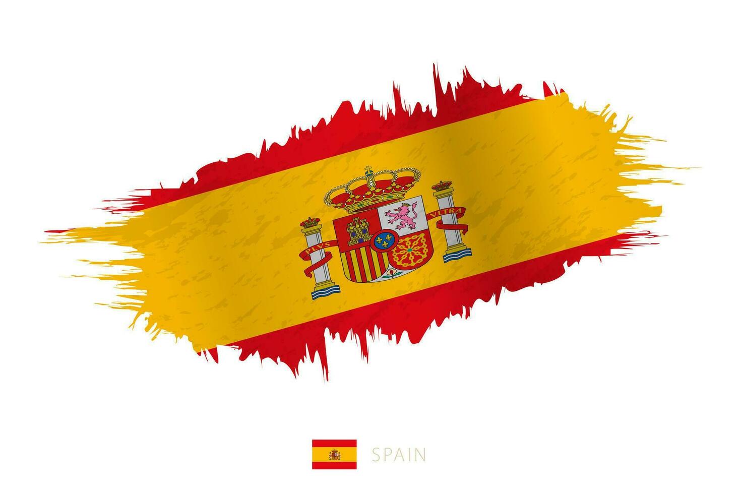 Painted brushstroke flag of Spain with waving effect. vector