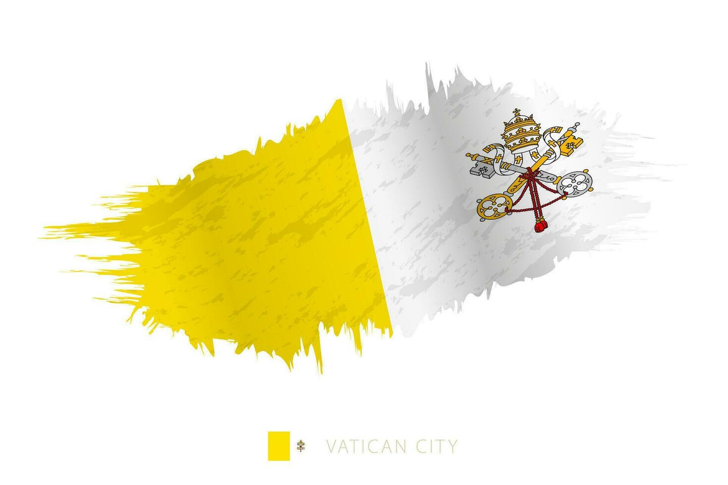 Painted brushstroke flag of Vatican City with waving effect. vector