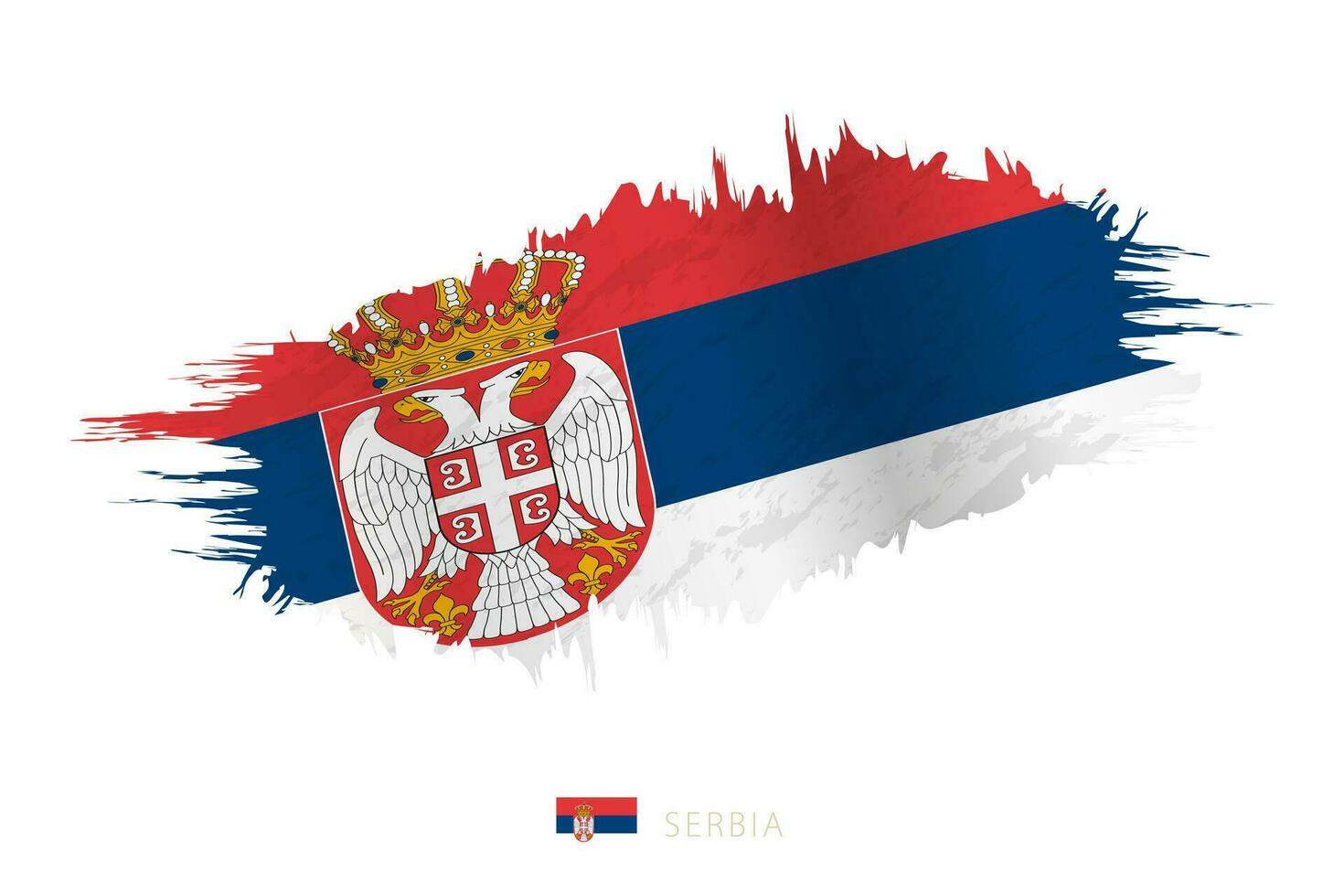 Painted brushstroke flag of Serbia with waving effect. vector