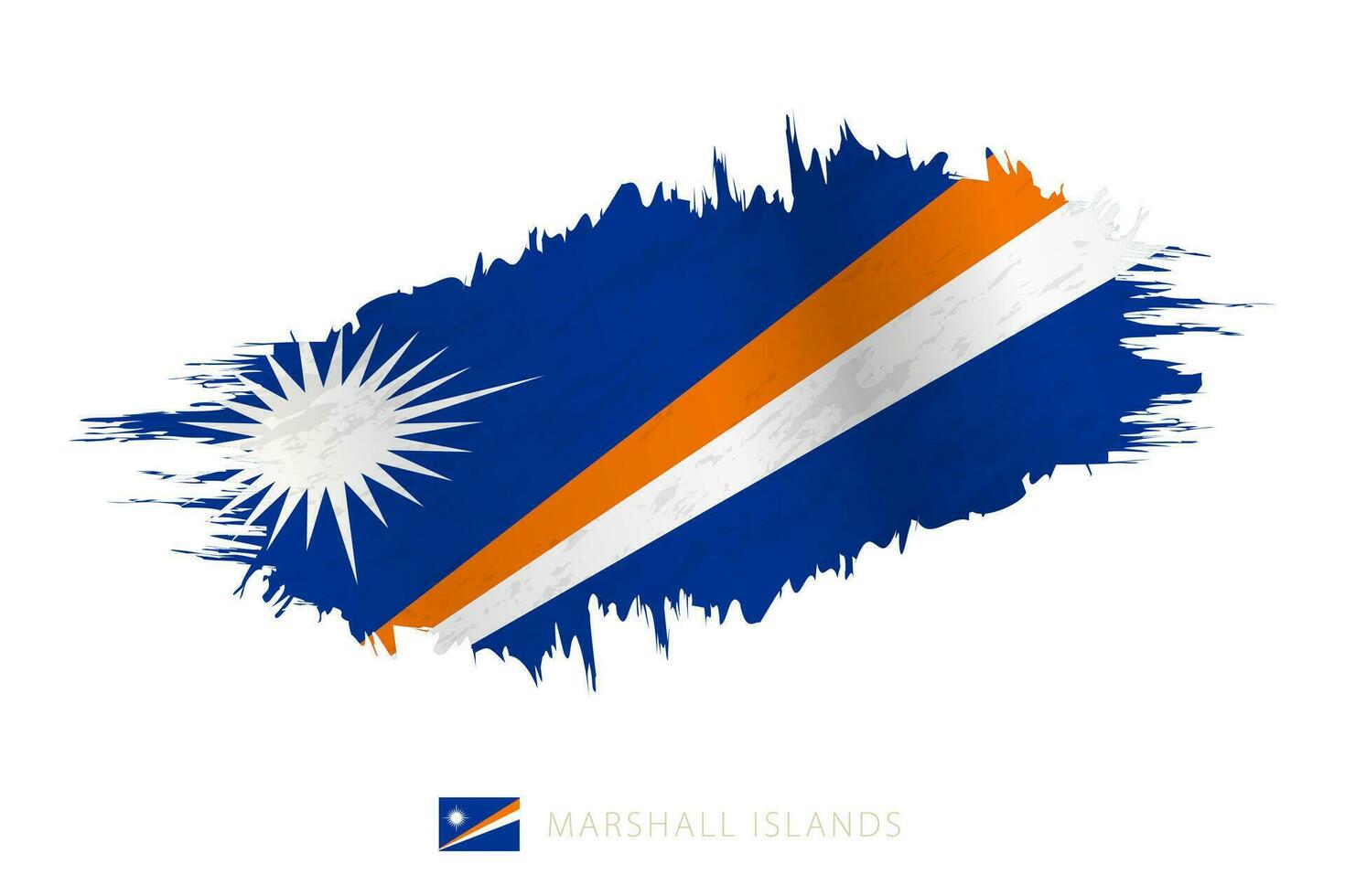 Painted brushstroke flag of Marshall Islands with waving effect. vector