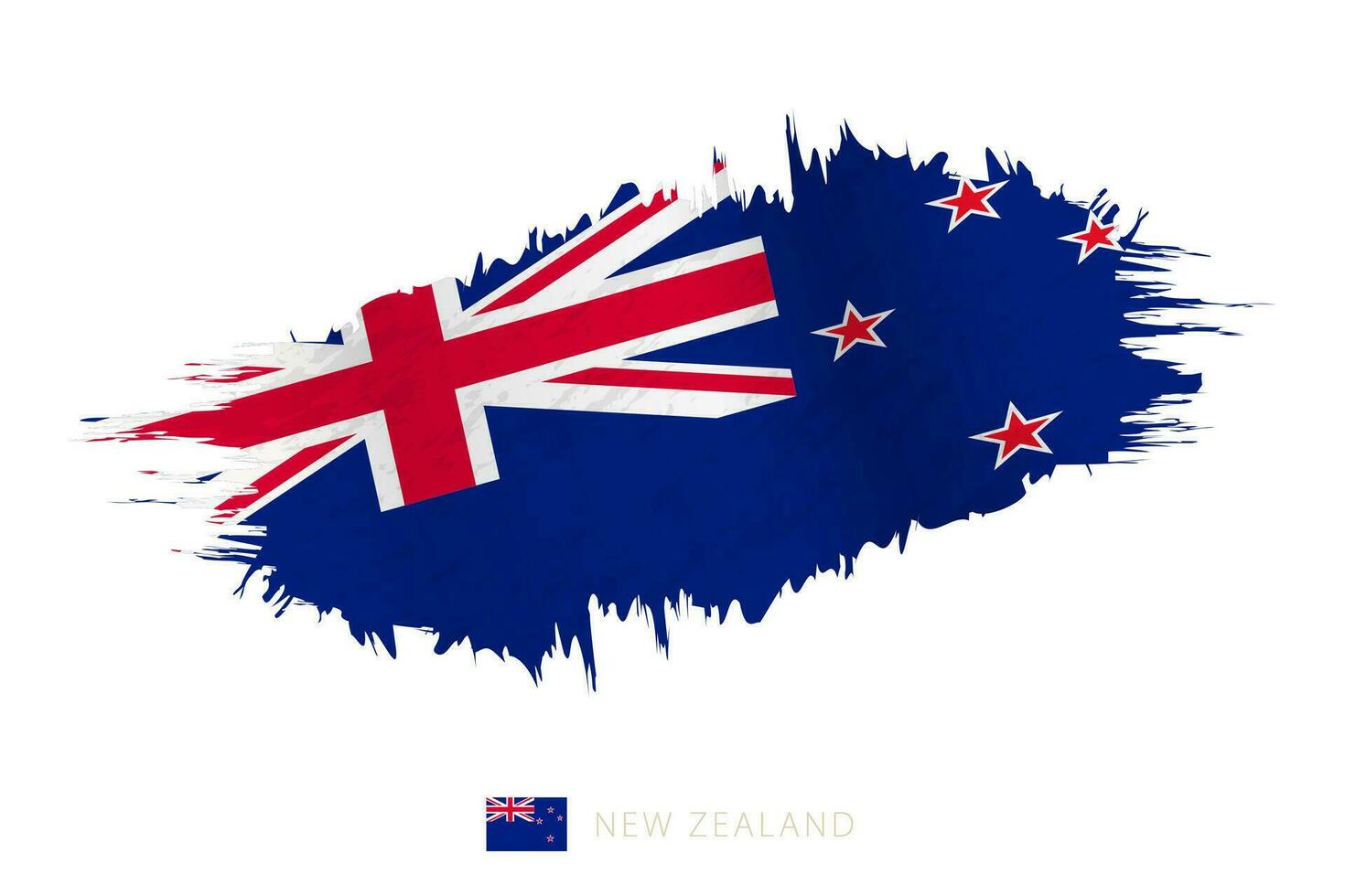 Painted brushstroke flag of New Zealand with waving effect. vector